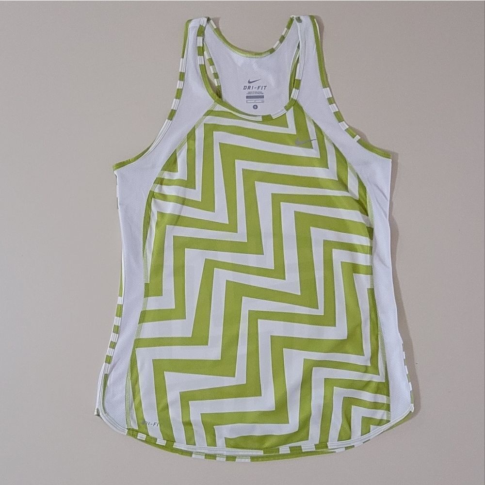 Nike Women's Dri-FIT Green Chevron Running Tank Top